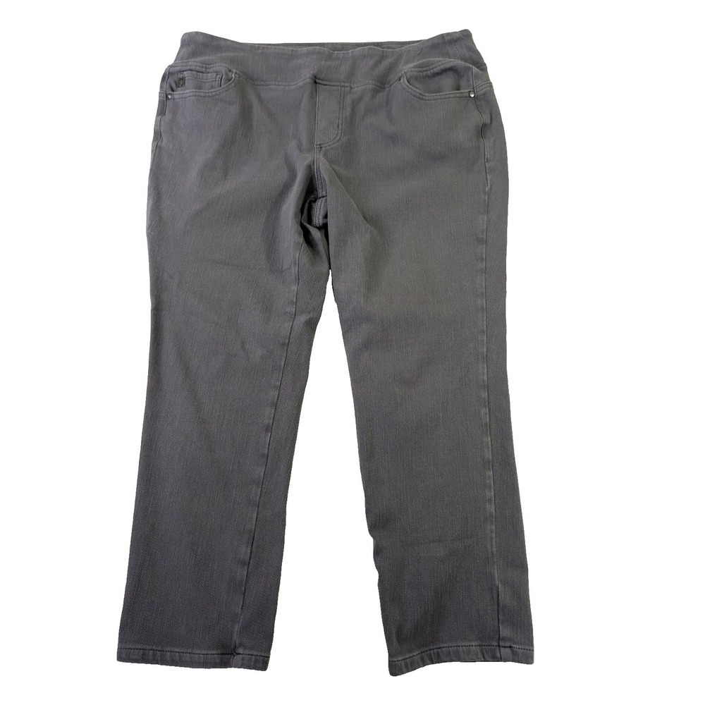 Belle Kim Gravel Pull On Crop Jeans Womens 18 Petite Gray Denim Stretch Casual